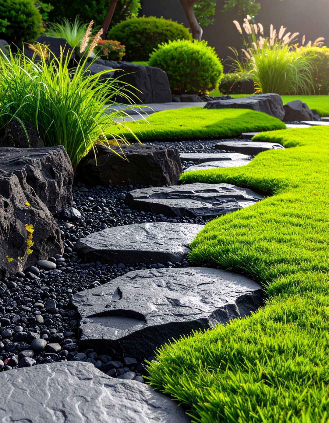 A Black Lava Rock Garden - 30 modern rock garden ideas