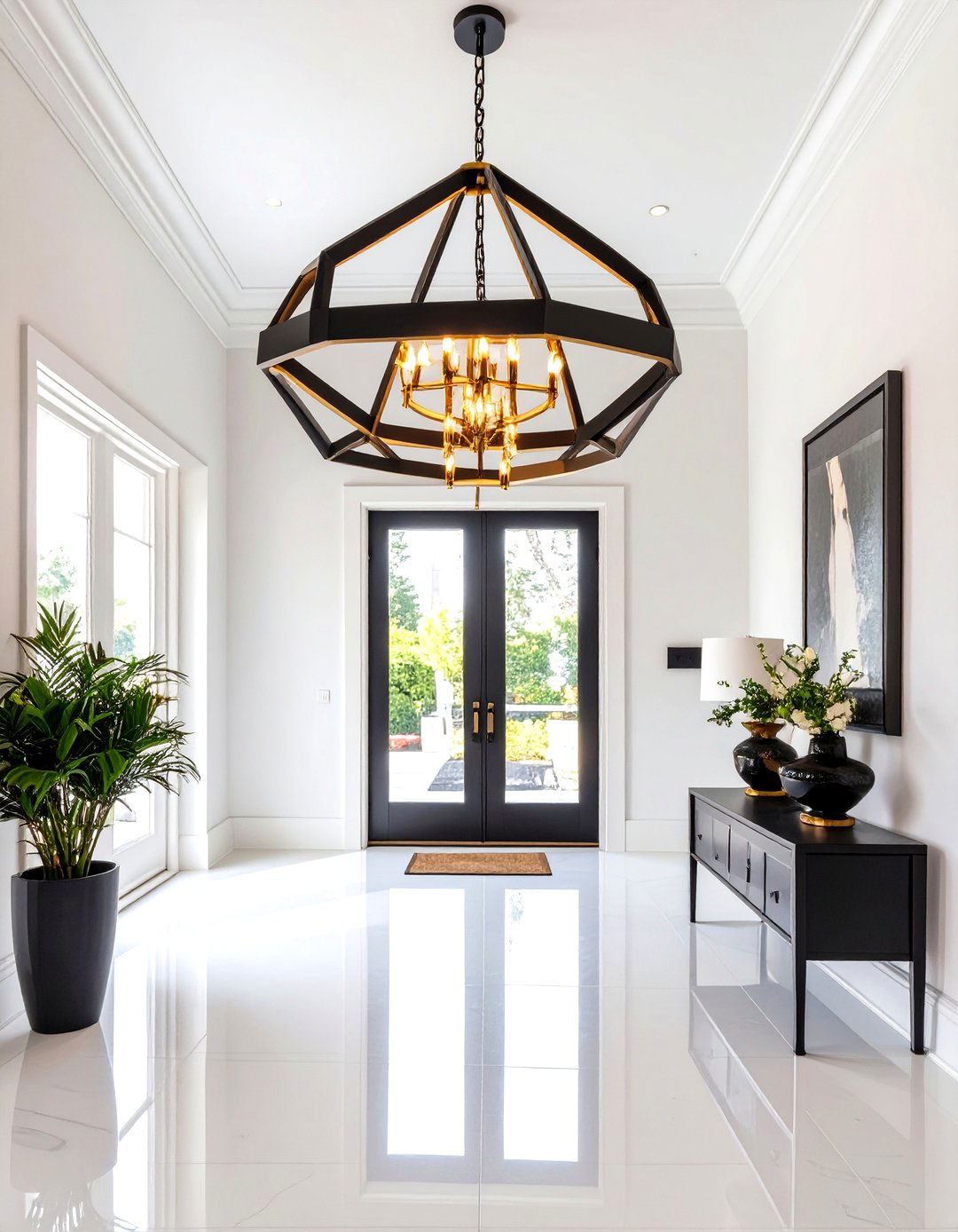 A Black and Gold Foyer Chandelier - 30 foyer chandelier ideas