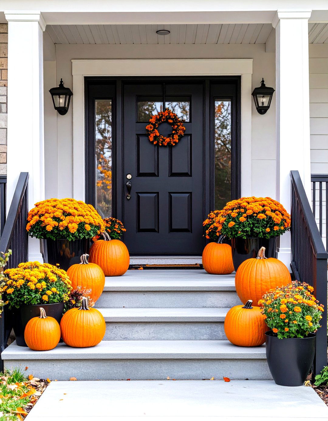 A Black and Orange Front Porch - 30 fall front porch ideas