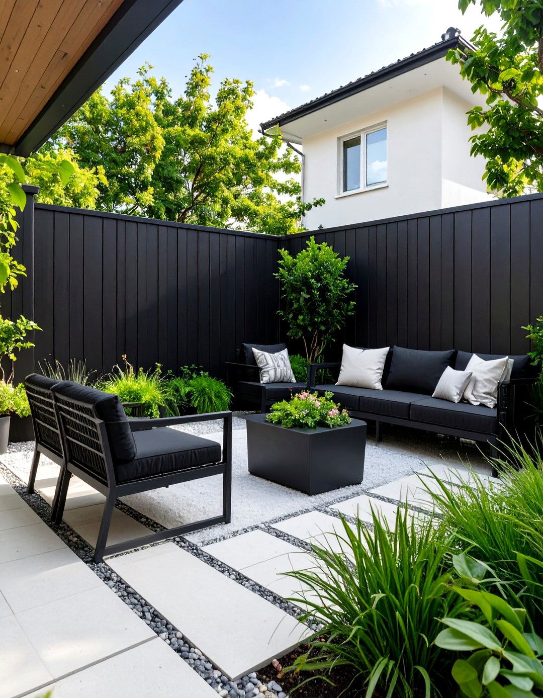 A Black and White Graphic Theme - 30 ai small backyard design ideas