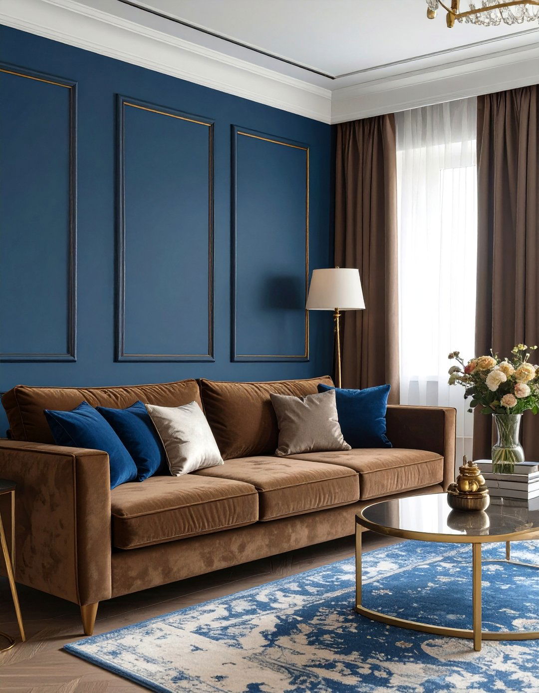 A Blue and Brown Living Room - 30 brown sofa living room ideas