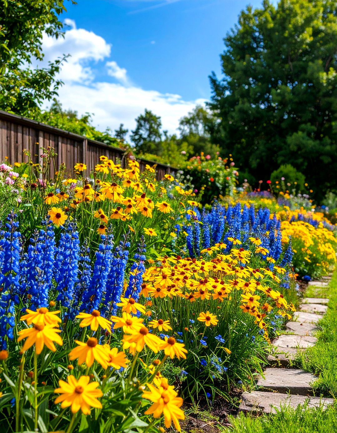 A Blue and Yellow Perennial Garden - 30 perennial garden ideas