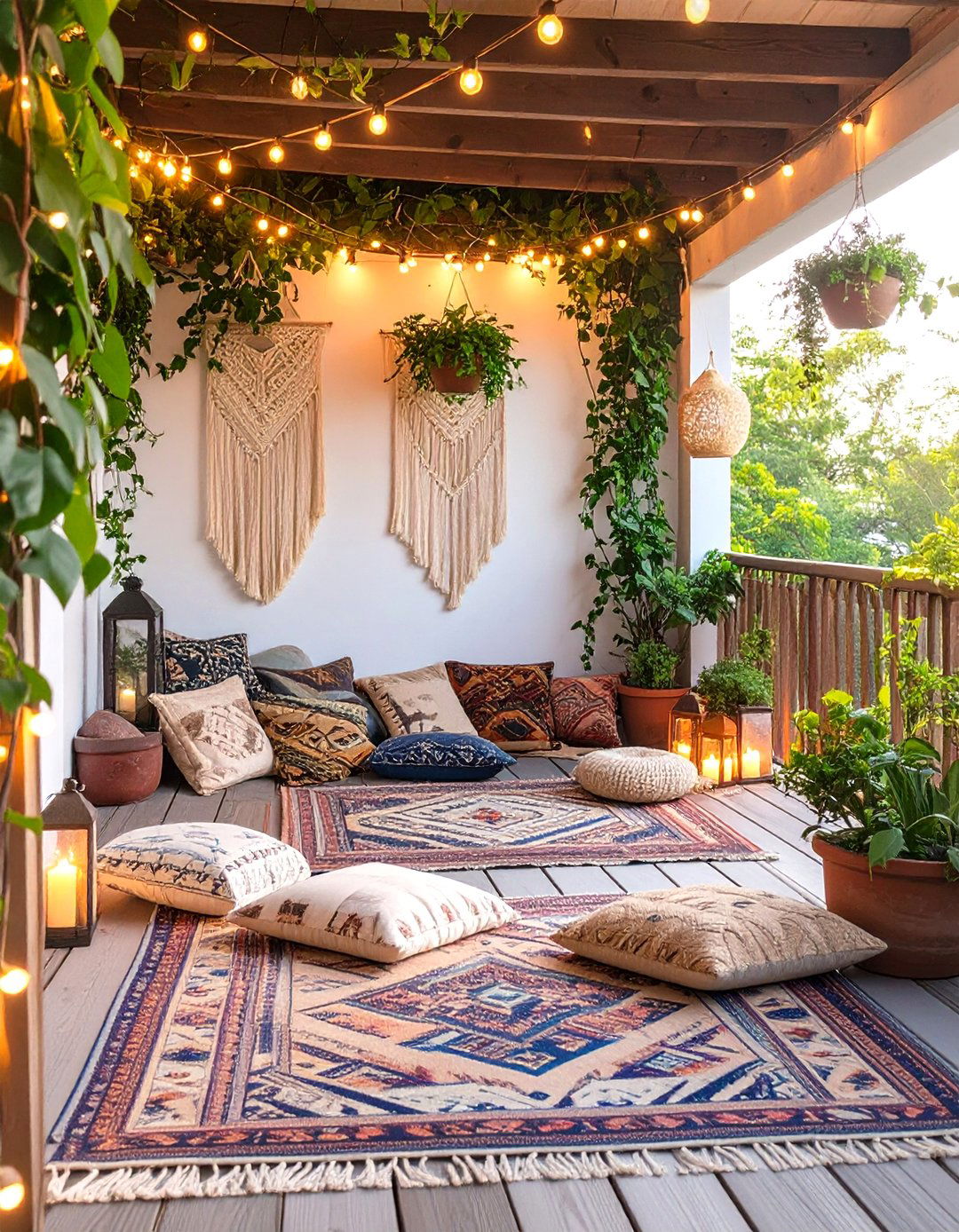 A Bohemian Chic Deck Retreat - 30 deck decorating ideas with plants
