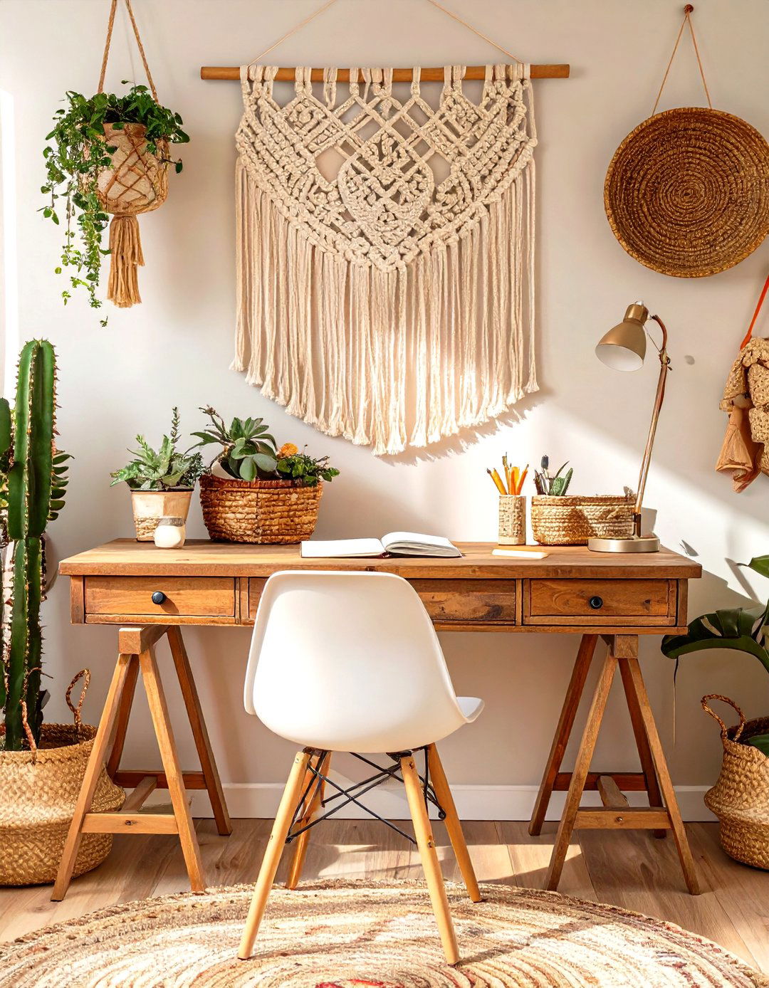 A Bohemian Chic Desk Arrangement - 30 office desk organization ideas