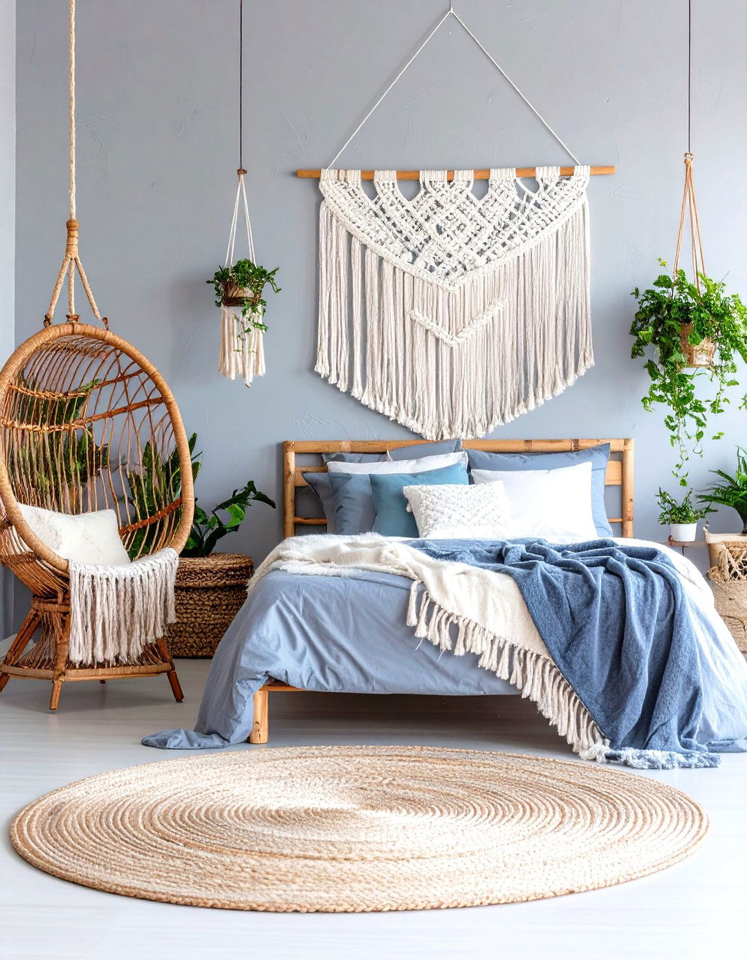 A Bohemian Chic Grey and White Bedroom - 30 grey and white bedroom ideas