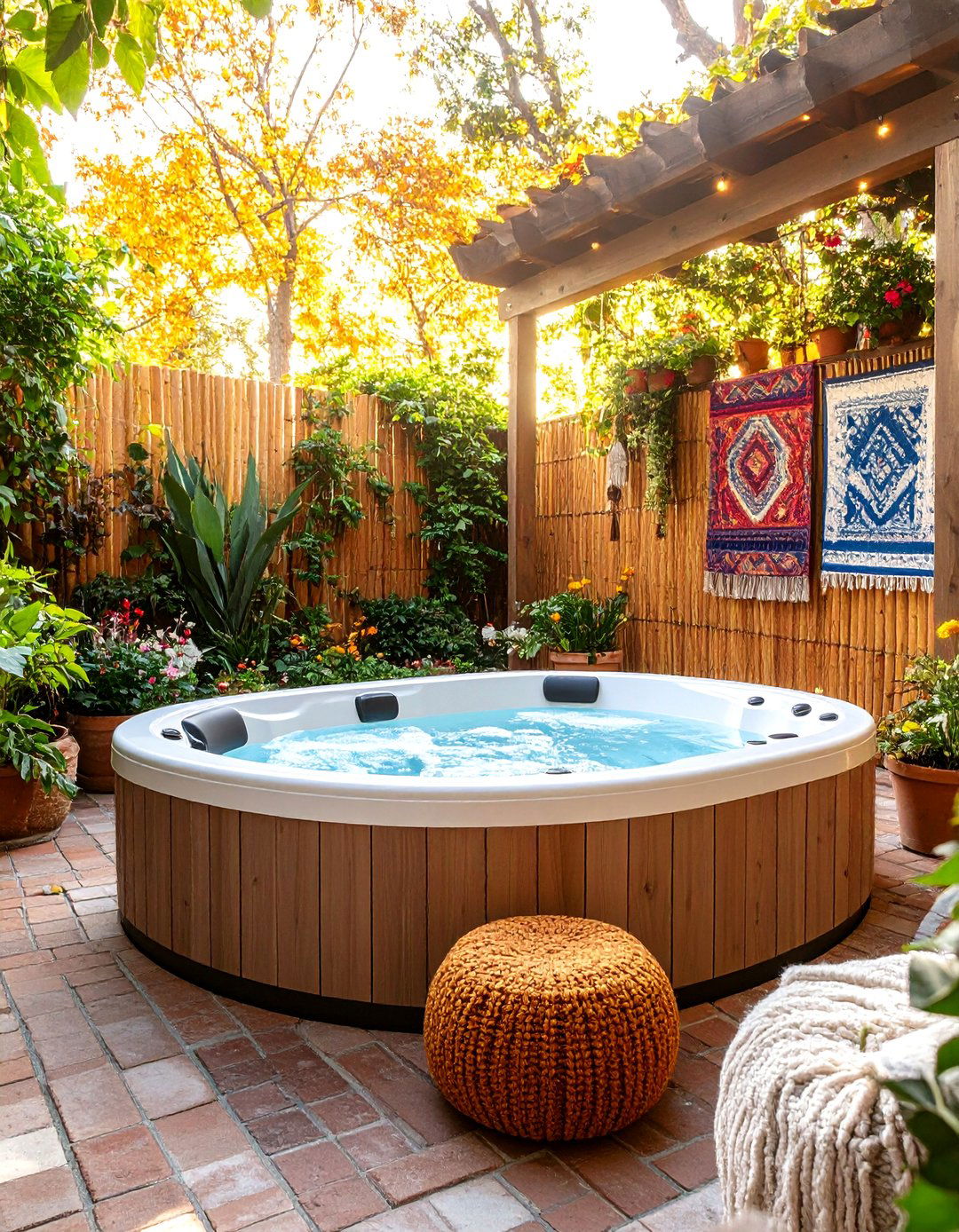 A Bohemian Chic Hot Tub Corner - 30 backyard hot tub ideas