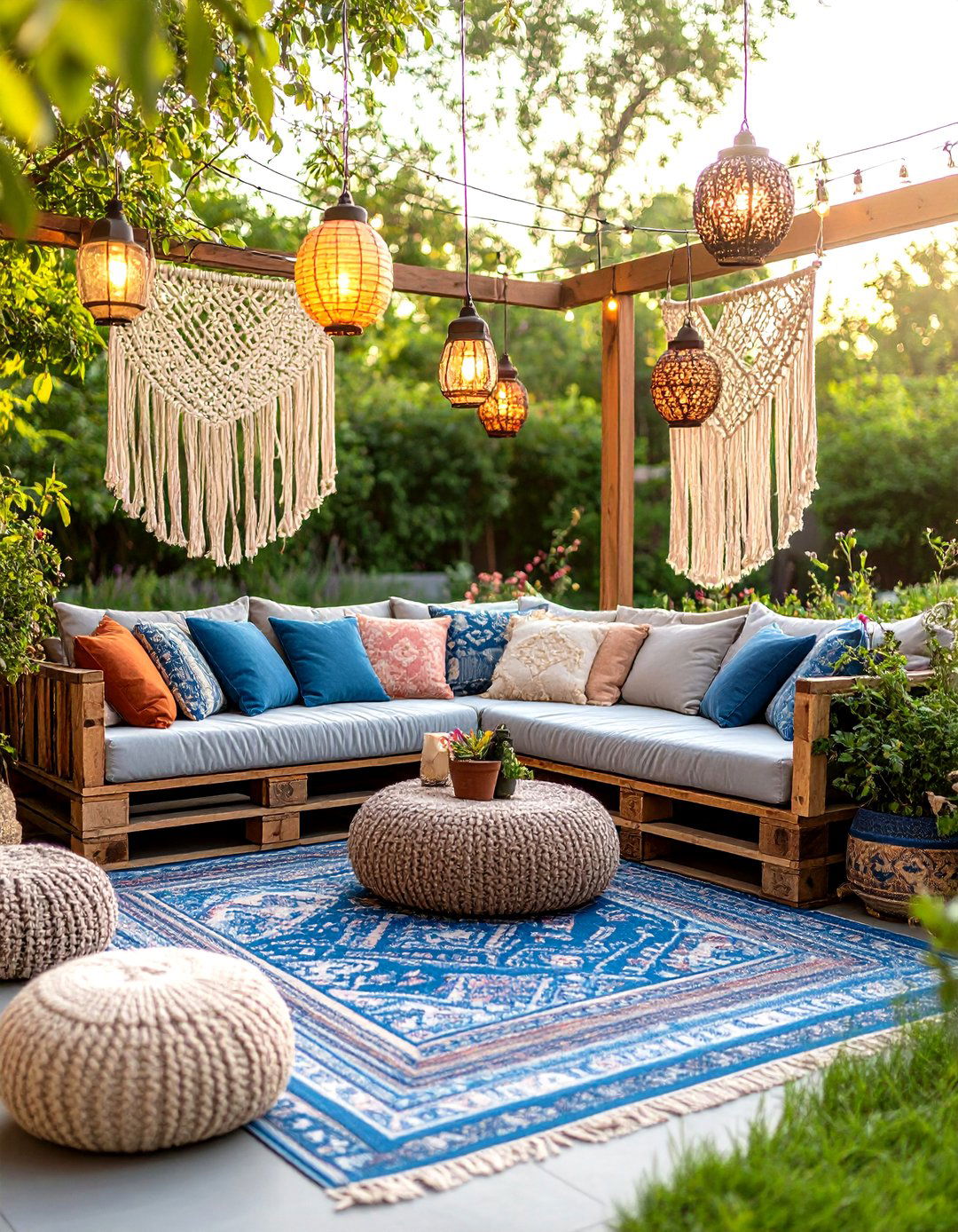 A Bohemian Chic Patio Lounge - 30 diy patio ideas