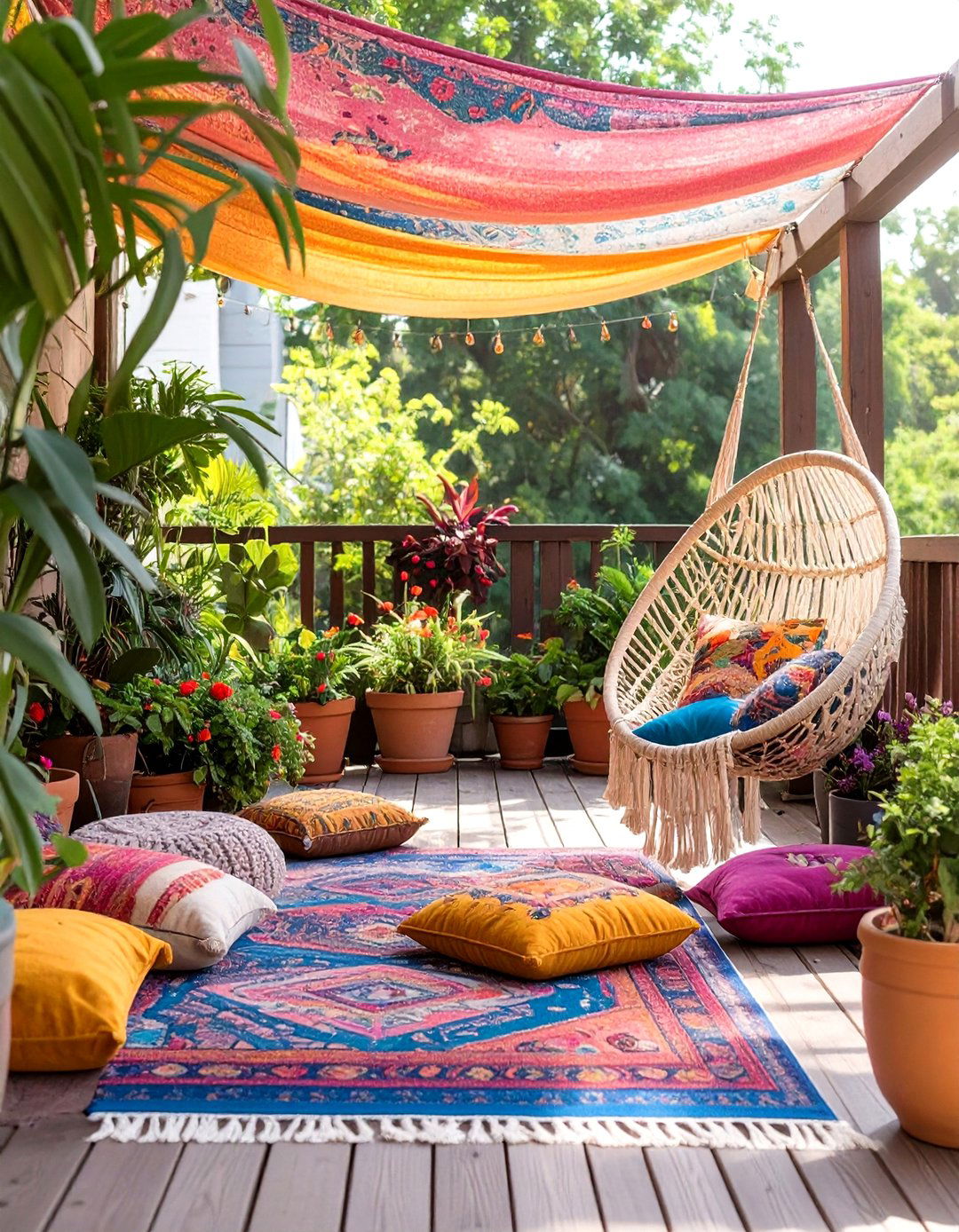 A Bohemian Chic Retreat Deck - 30 back yard deck ideas
