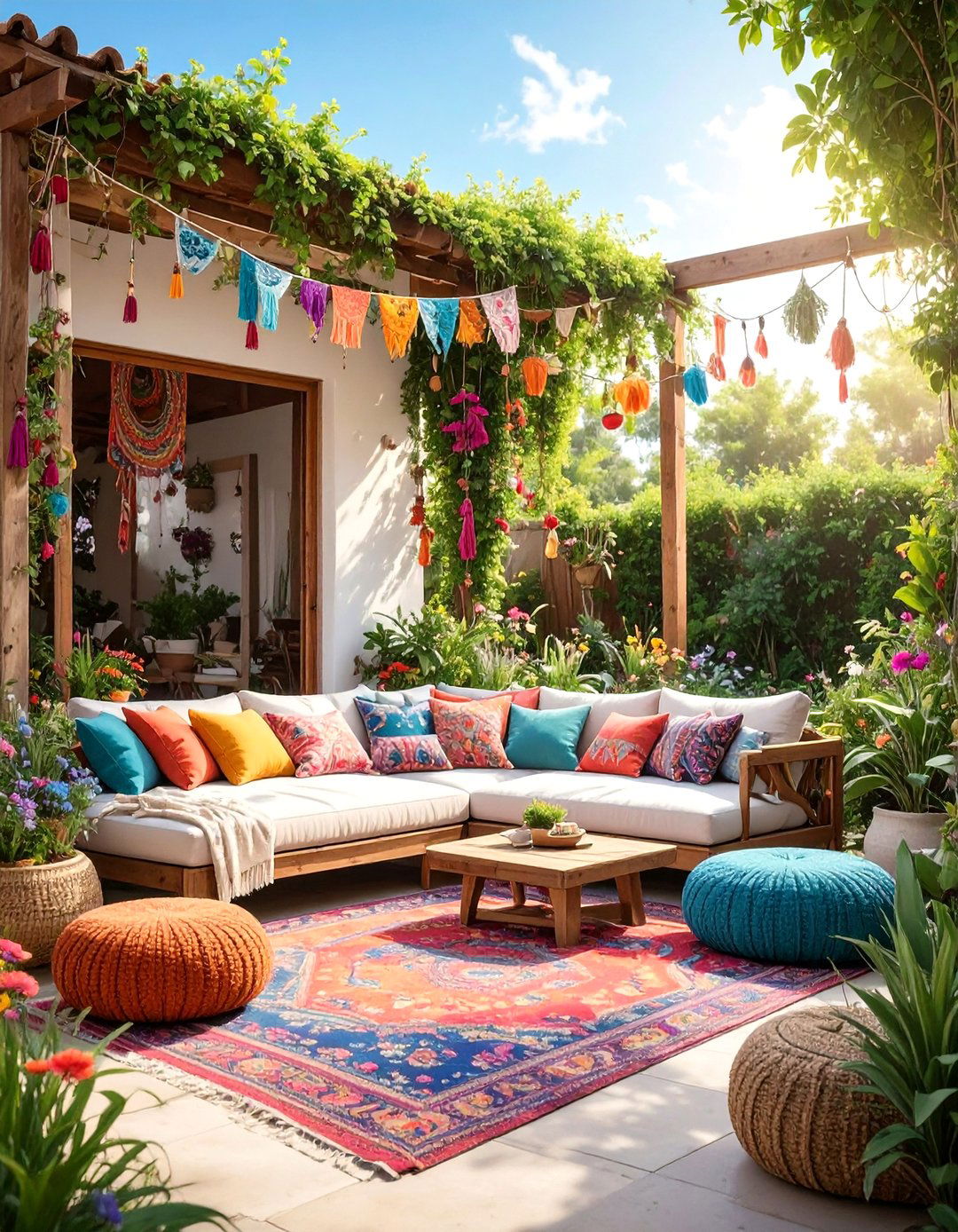 A Bohemian Chic Textile Haven - 30 backyard patio ideas on a budget