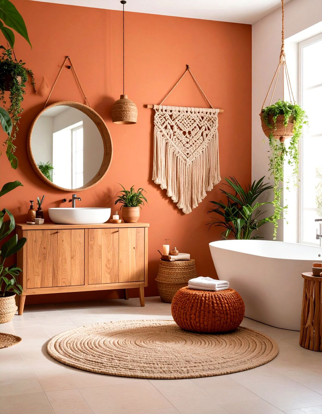 A Bohemian Earth Tones Guest Bathroom - 30 guest bathroom decor ideas