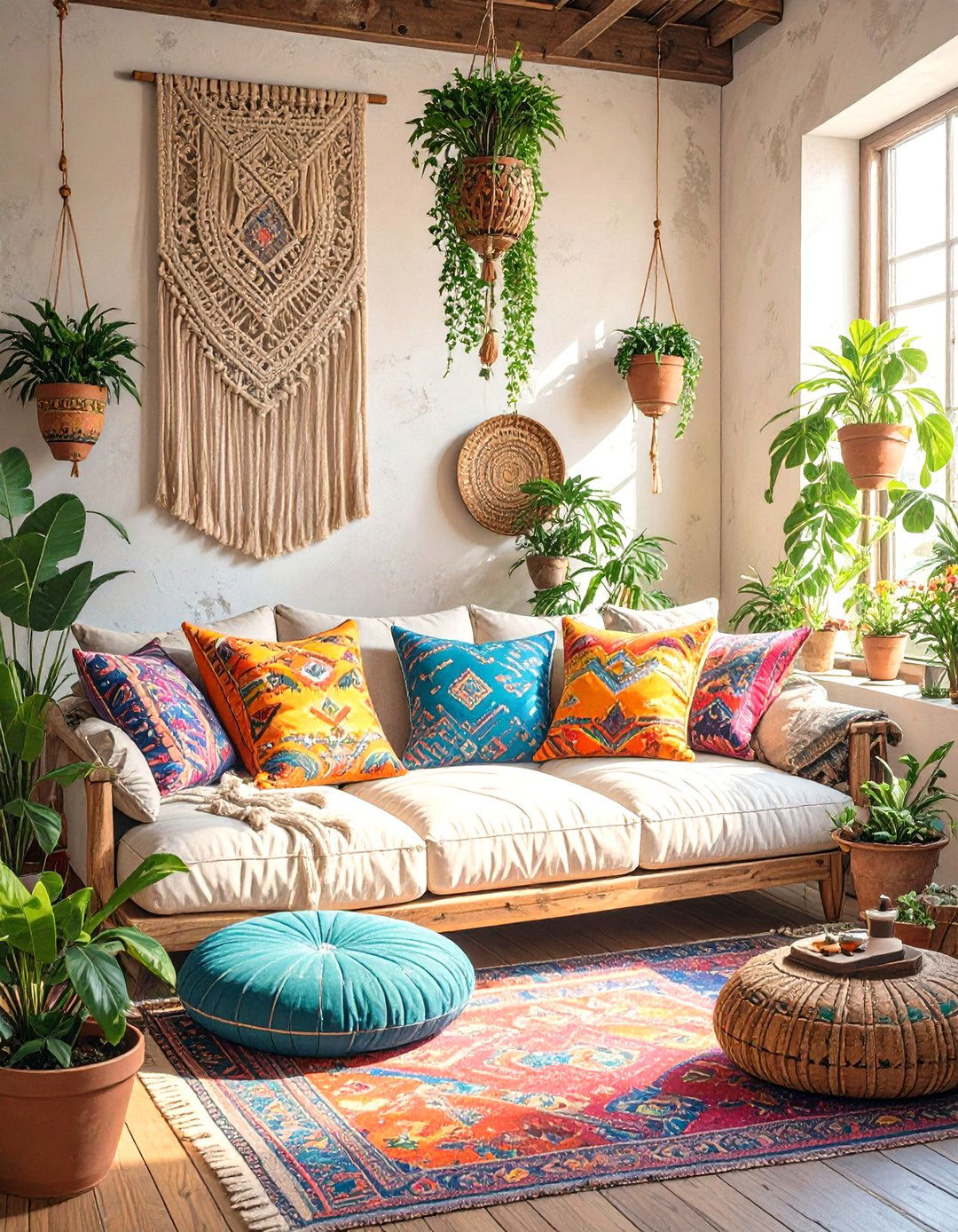 A Bohemian Eclectic Living Room - 30 budget apartment living room ideas