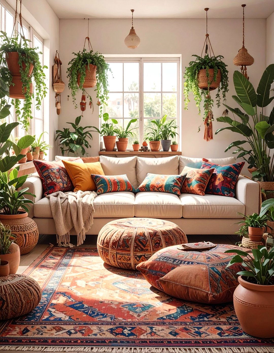 A Bohemian Eclectic Living Room - 30 beige couch living room ideas