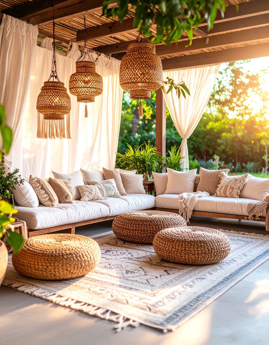 A Bohemian Fabric Draped Haven - 30 enclosed patio ideas on a budget
