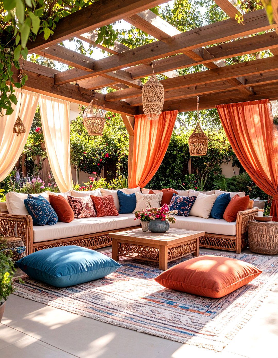 A Bohemian Fabric Draped Retreat - 30 inexpensive patio shade ideas