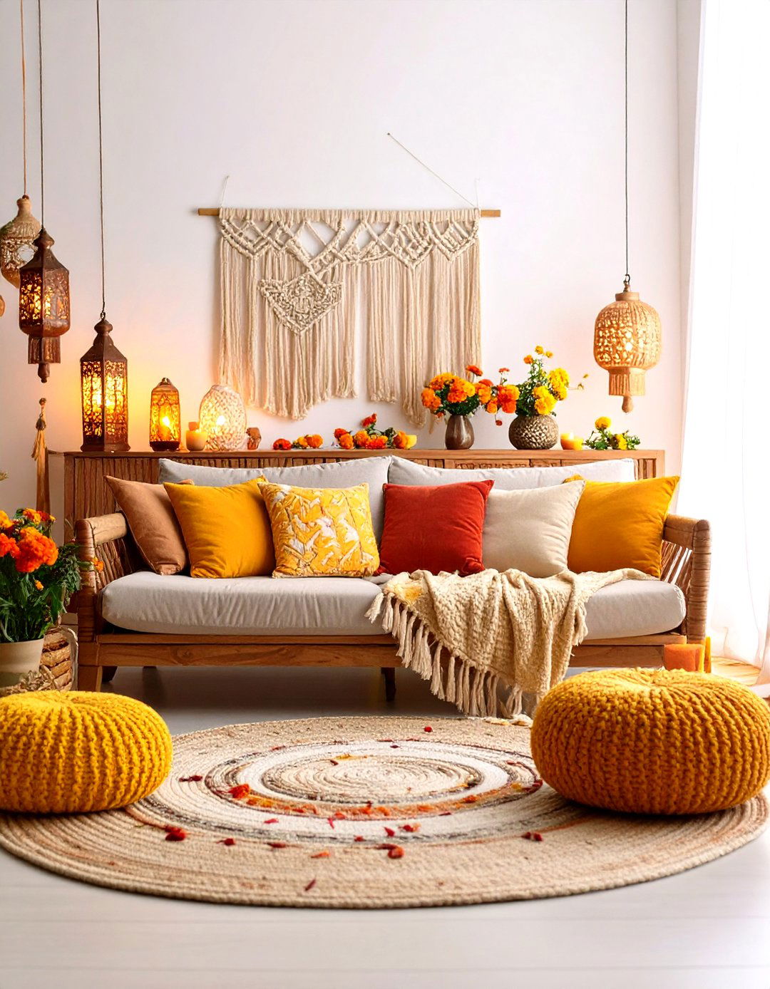 A Bohemian Festive Fusion - 30 diwali decoration ideas for living room
