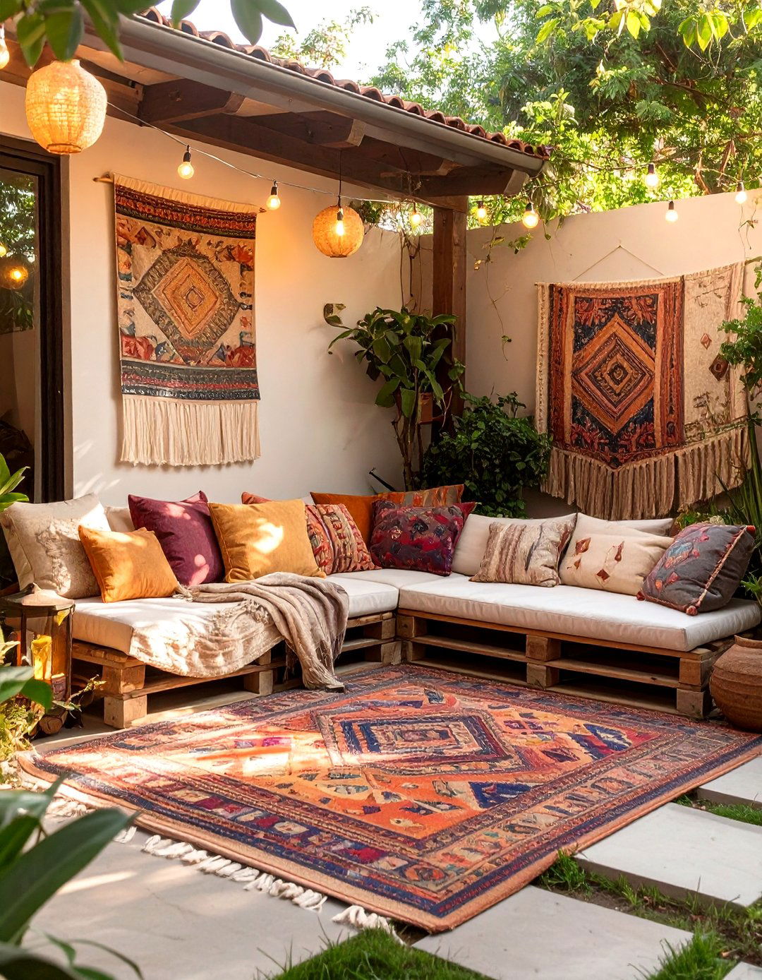 A Bohemian Inspired Lounge Corner - 30 budget small backyard ideas