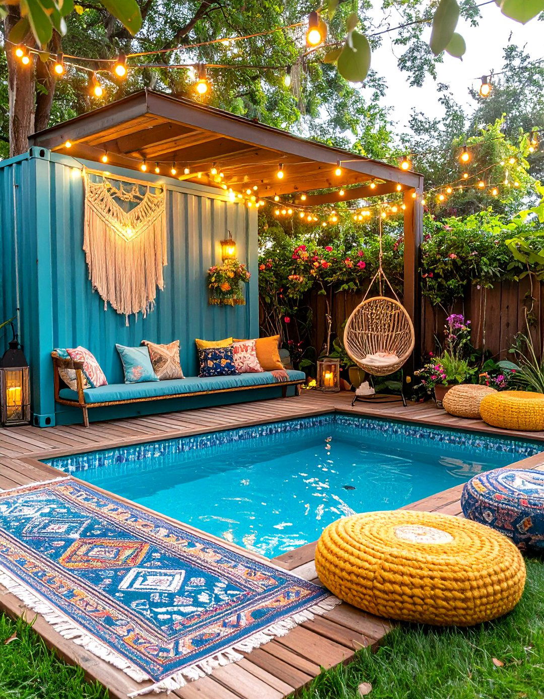 A Bohemian Shipping Container Pool - 30 affordable backyard pool ideas on a budget