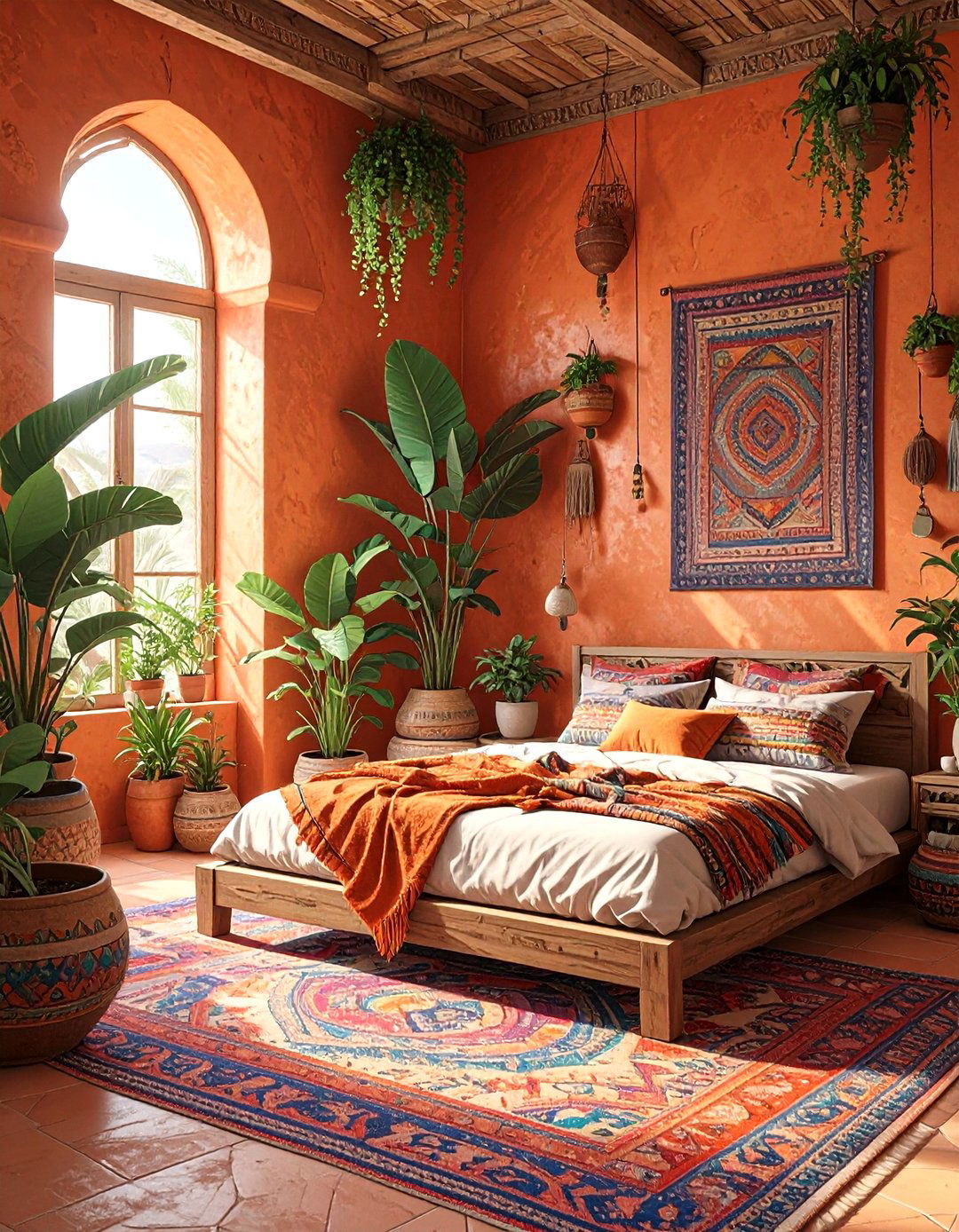 A Bohemian Terracotta Bedroom - 30 colorful bedroom ideas