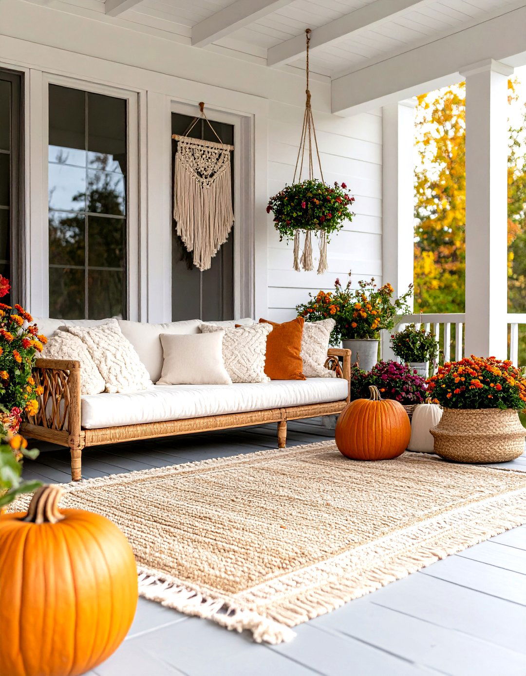 A Boho Autumn Front Porch - 30 fall front porch ideas