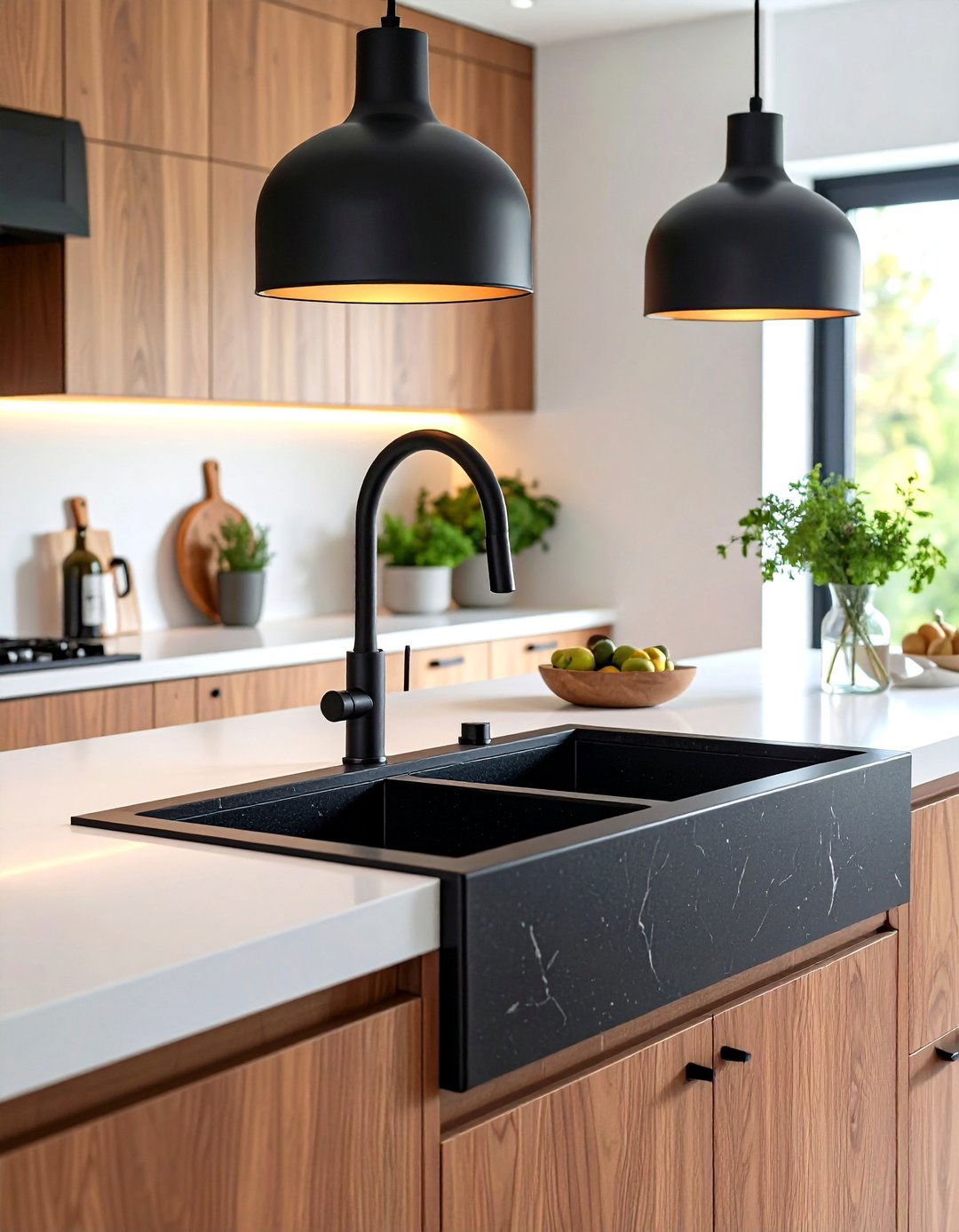 A Bold Black Granite Composite Kitchen Sink - 30 kitchen sink ideas