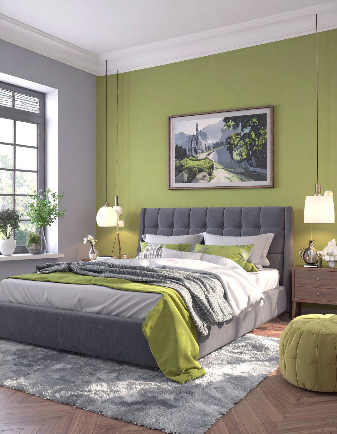 A Bold Chartreuse Bedroom Accent - 30 colorful bedroom ideas