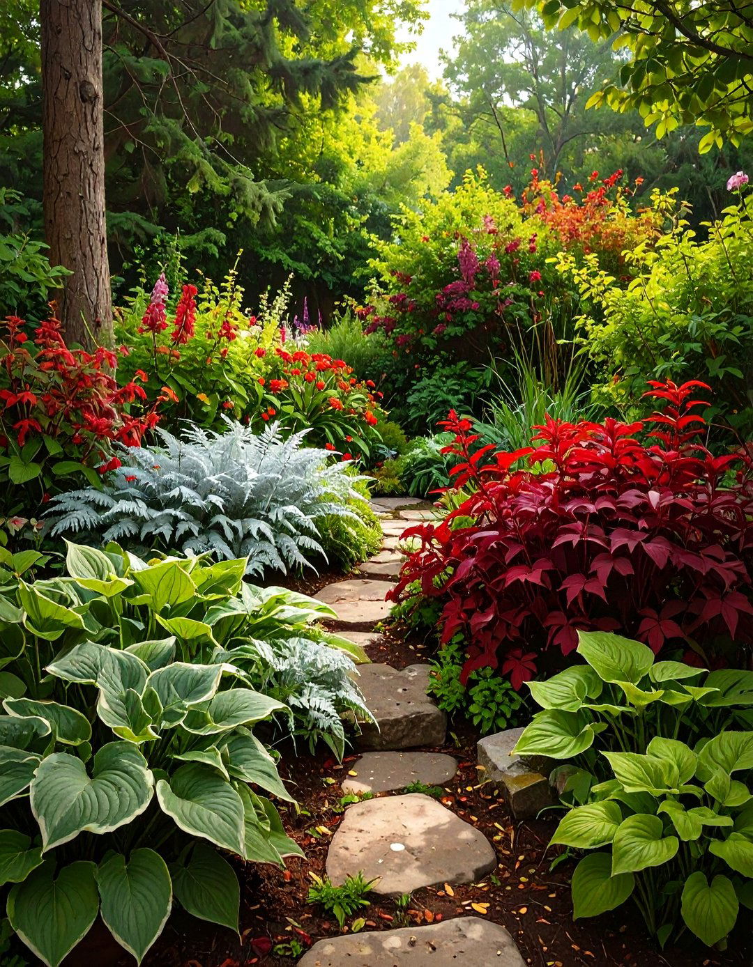 A Bold Foliage Texture Garden - 30 low maintenance perennial garden designs