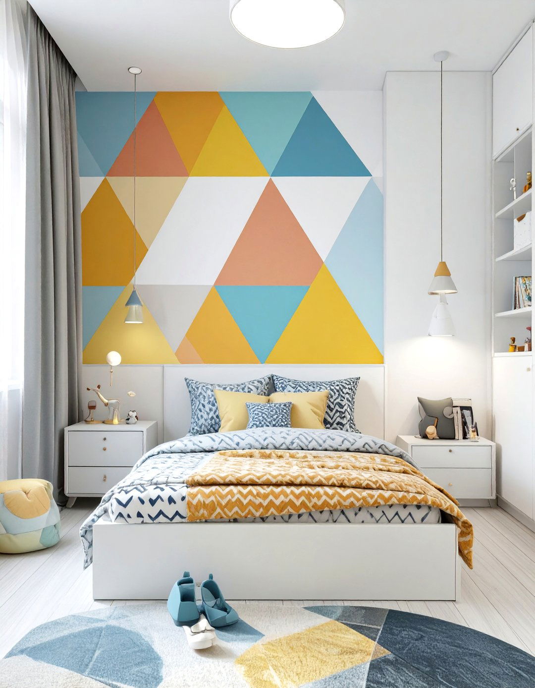 A Bold Geometric Bedroom - 30 kids bedroom ideas