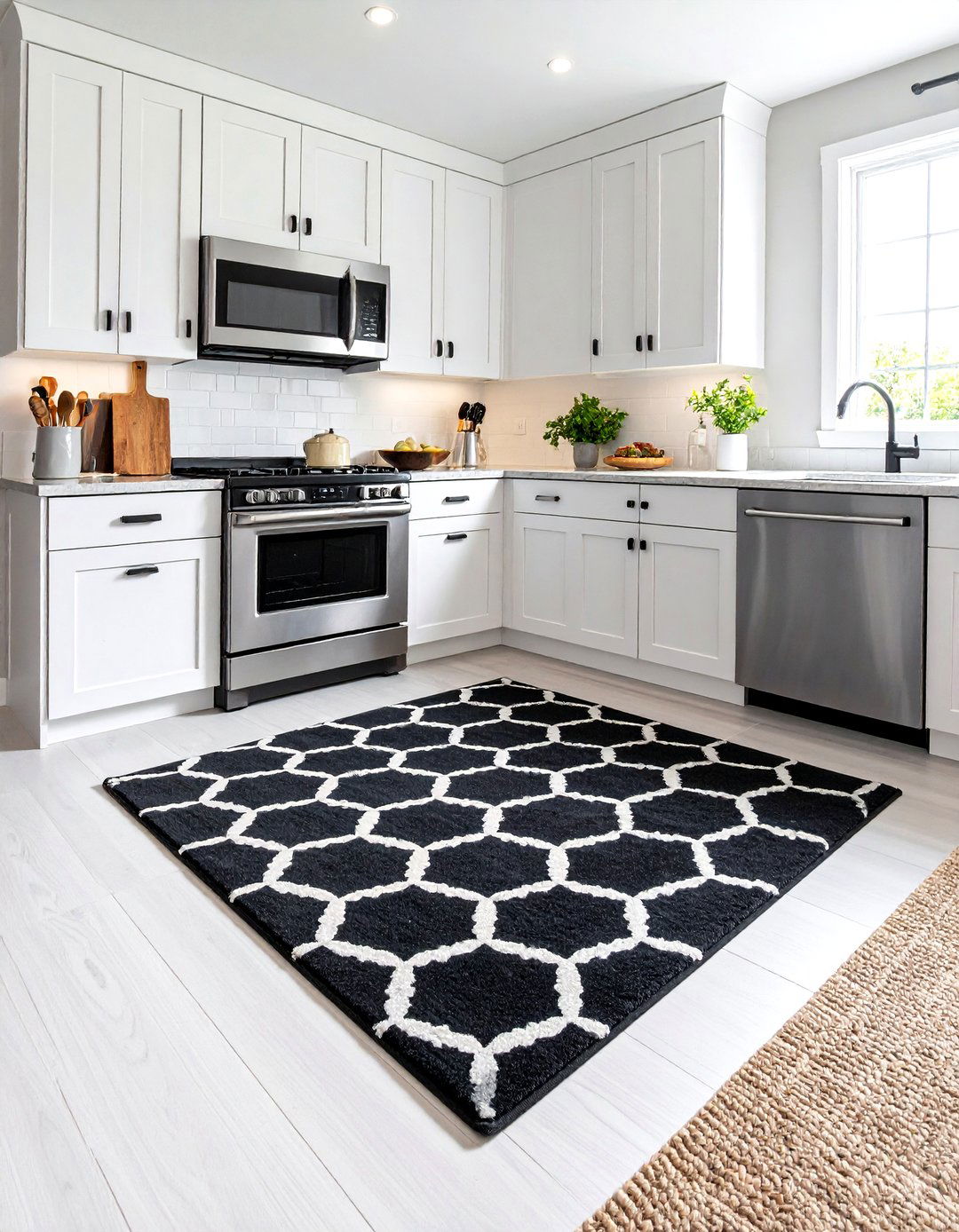 A Bold Geometric Kitchen Rug - 30 kitchen rug ideas
