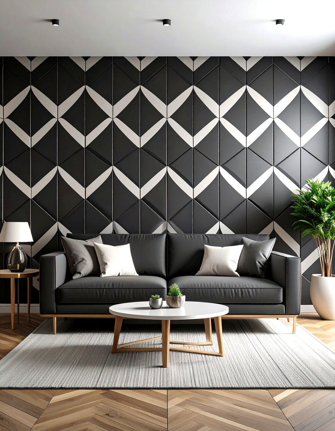A Bold Graphic Wallpaper Accent - 30 family room wall decor ideas