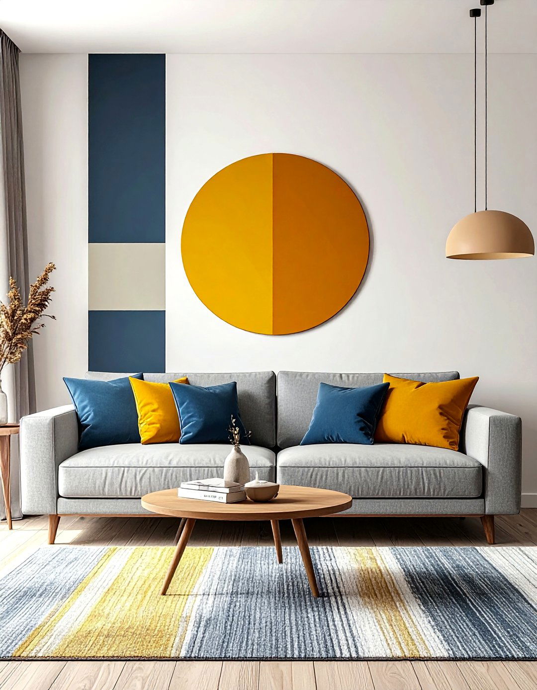 A Bold Saturated Color Block Wall - 30 accent wall ideas living room
