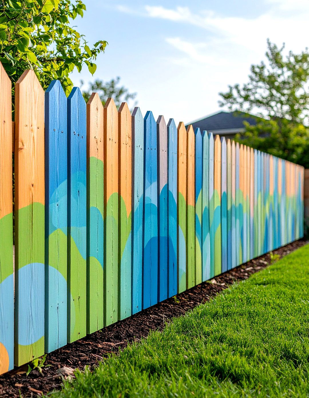 A Boldly Painted Mural Fence - 30 backyard fencing ideas