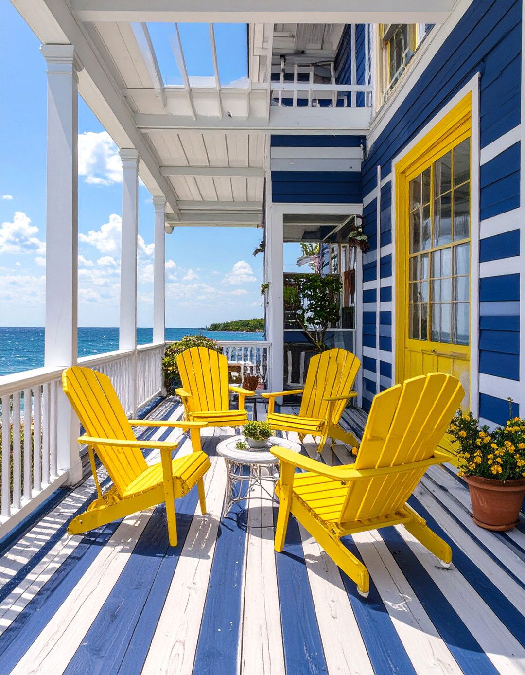 A Boldly Striped Painted Deck - 30 deck floor covering ideas