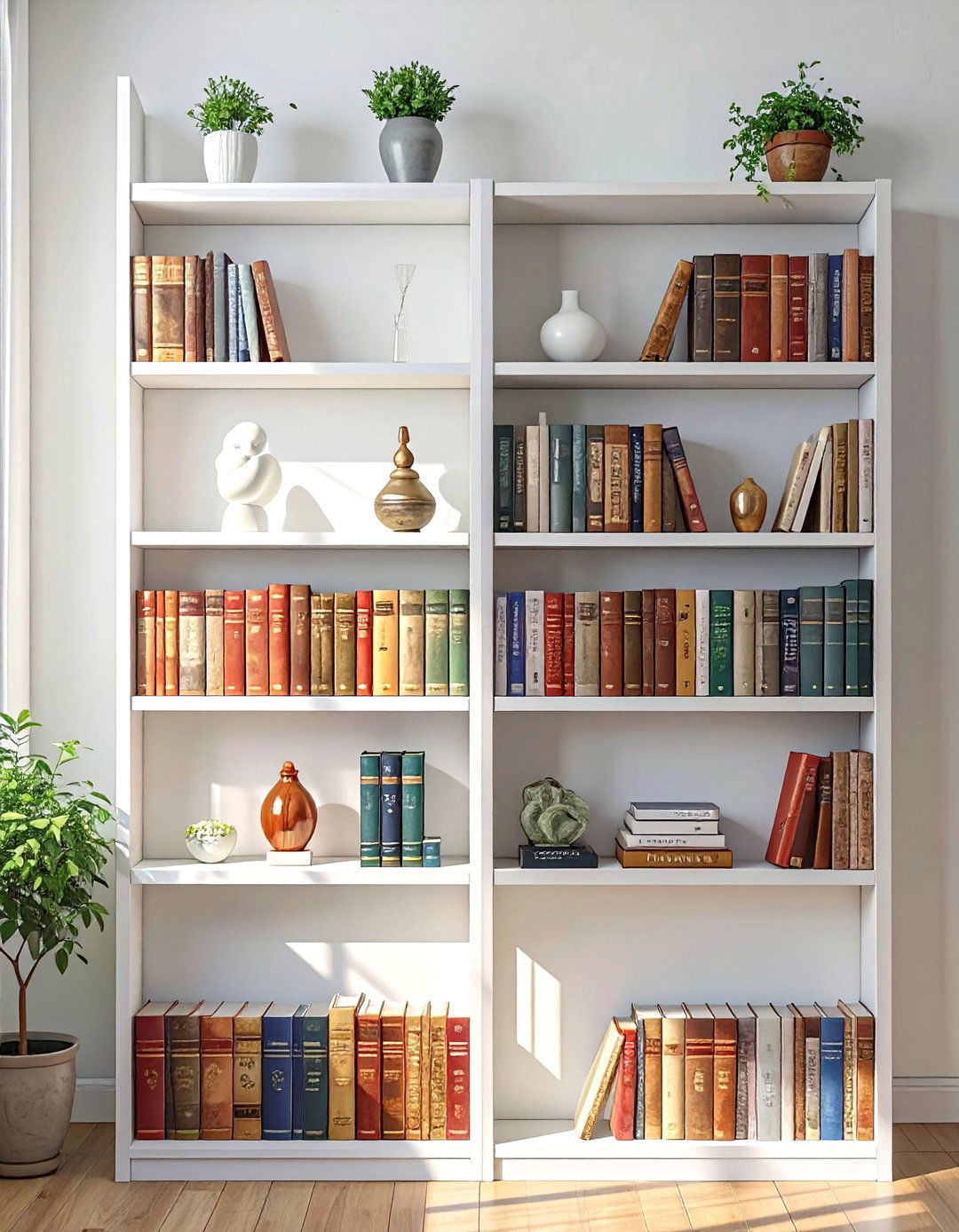 A Bookshelf Styled with Visual Weight - 30 asymmetrical balance in interior design ideas
