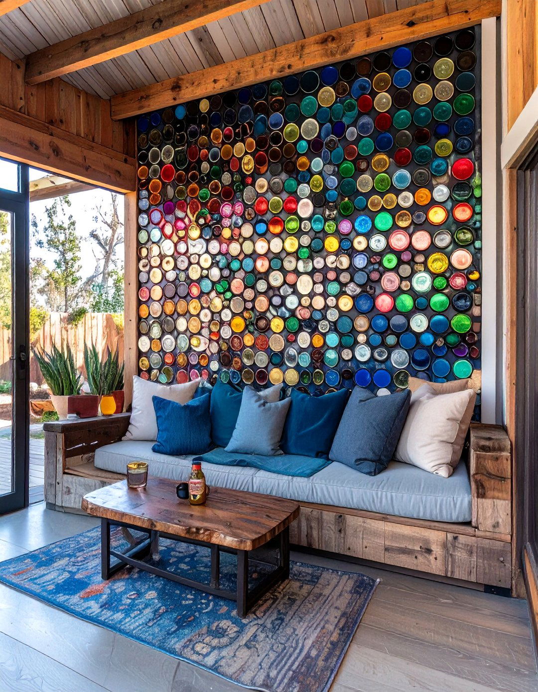 A Bottle Cap Collection Accent Wall - 30 shed man cave ideas on a budget