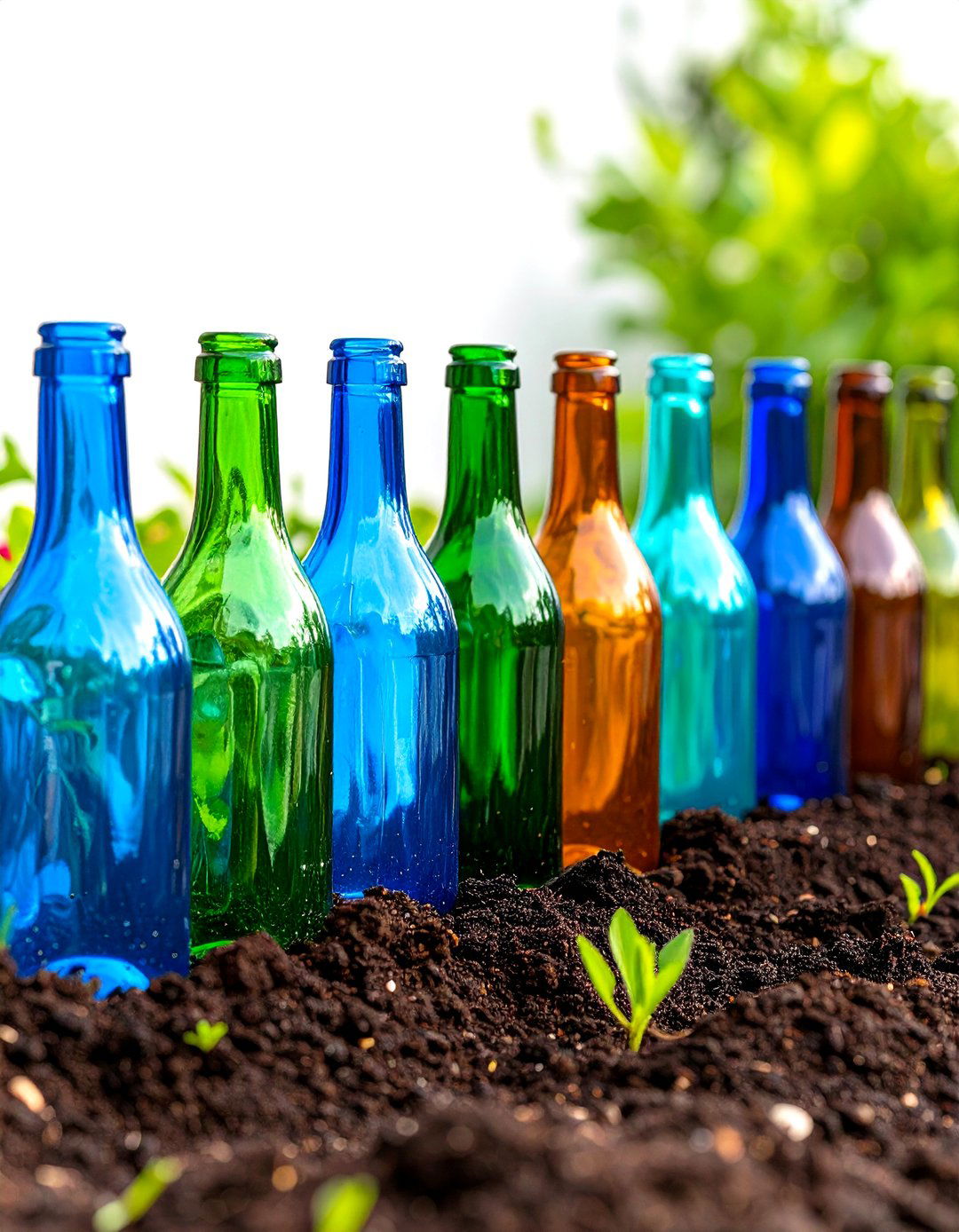 A Bottle Edging Garden Border - 30 backyard ideas on a budget
