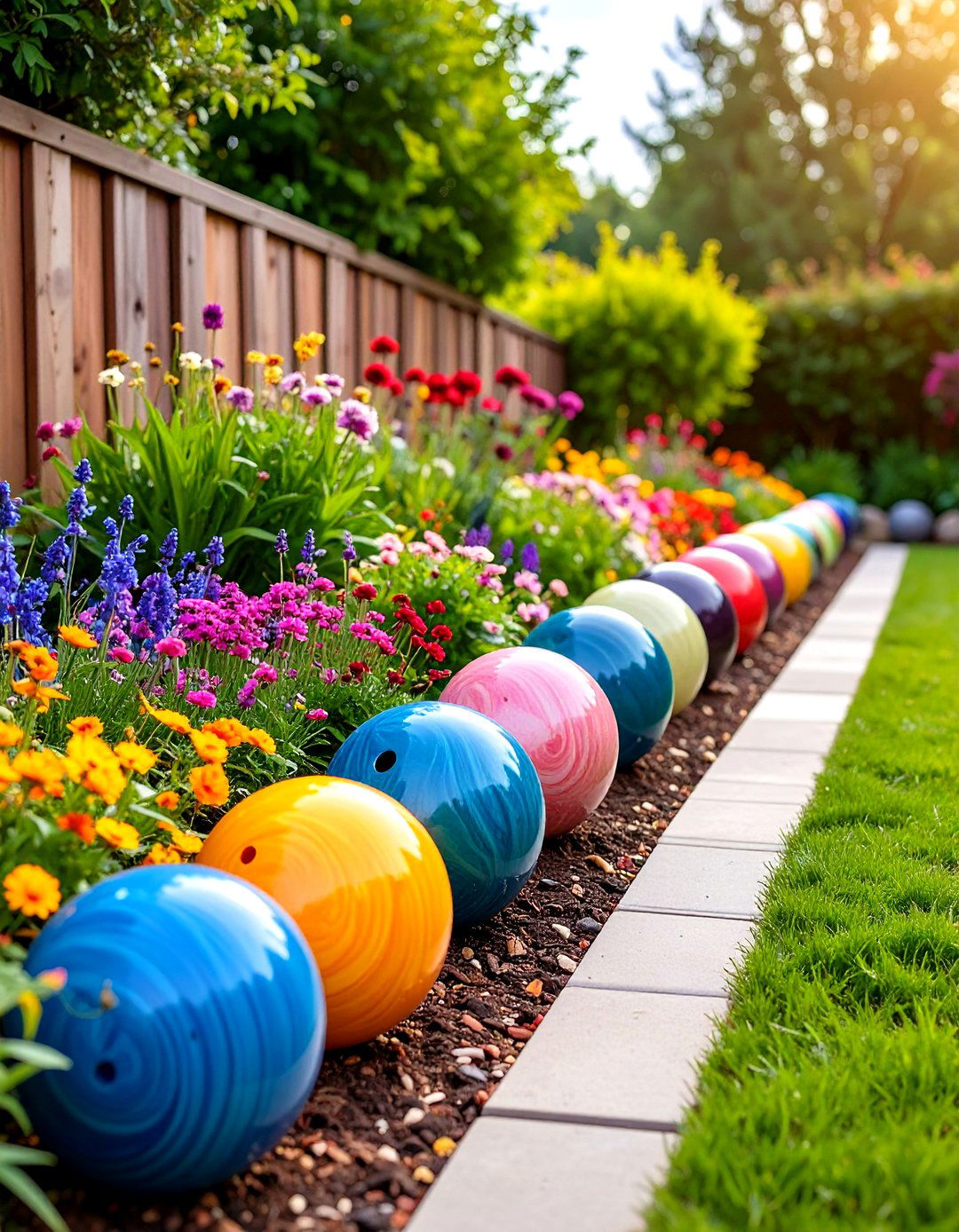 A Bowling Ball Garden Border - 30 garden border ideas