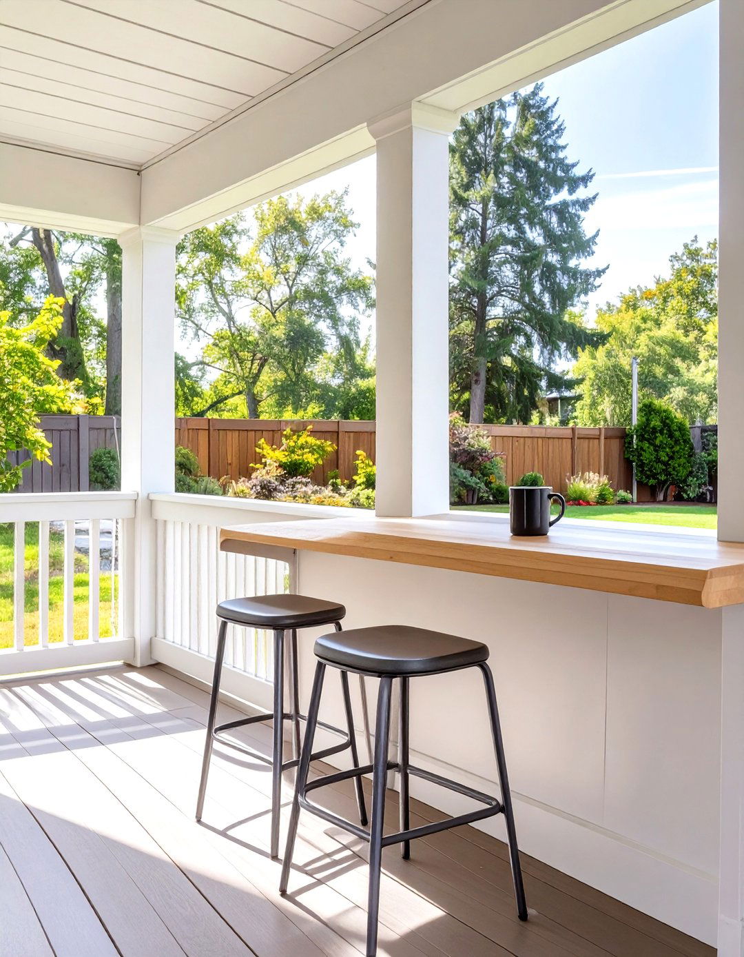 A Breakfast Bar Overlooking the Yard - 30 simple screened in porch ideas