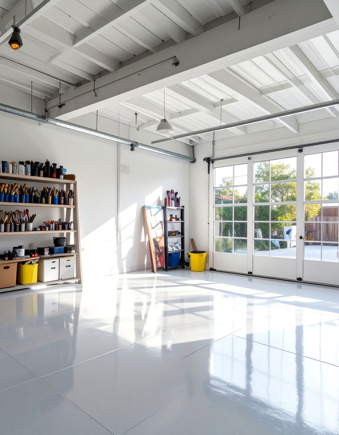 A Bright and Airy Art Studio - 30 garage room ideas