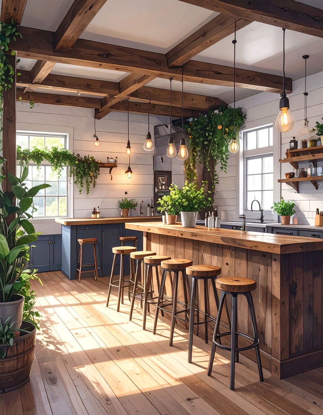 A Bright and Airy Farmhouse Bar - 30 basement bar designs