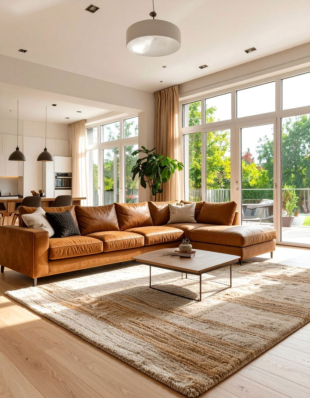 A Bright and Airy Open Concept Living Room - 30 brown couch living room ideas