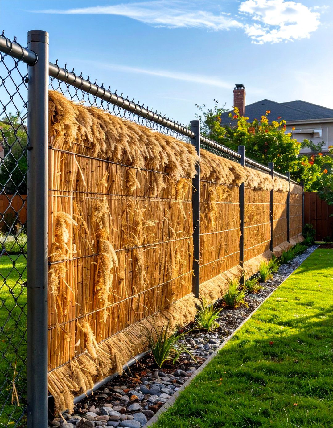 A Brushwood or Reed Fence Roll - 30 useful backyard privacy ideas ththomideas