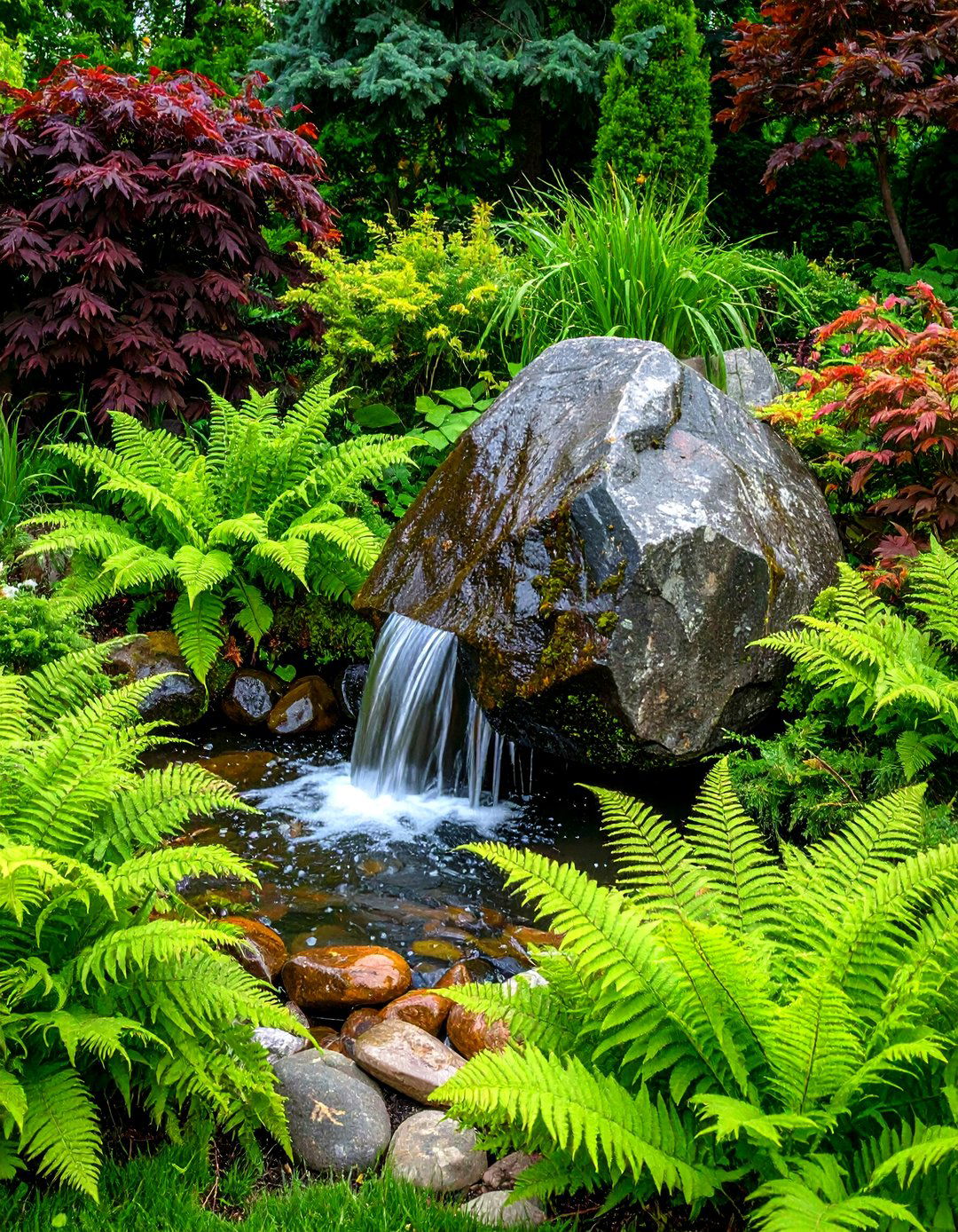 A Bubbling Rock Water Feature - 30 residential landscape design ideas