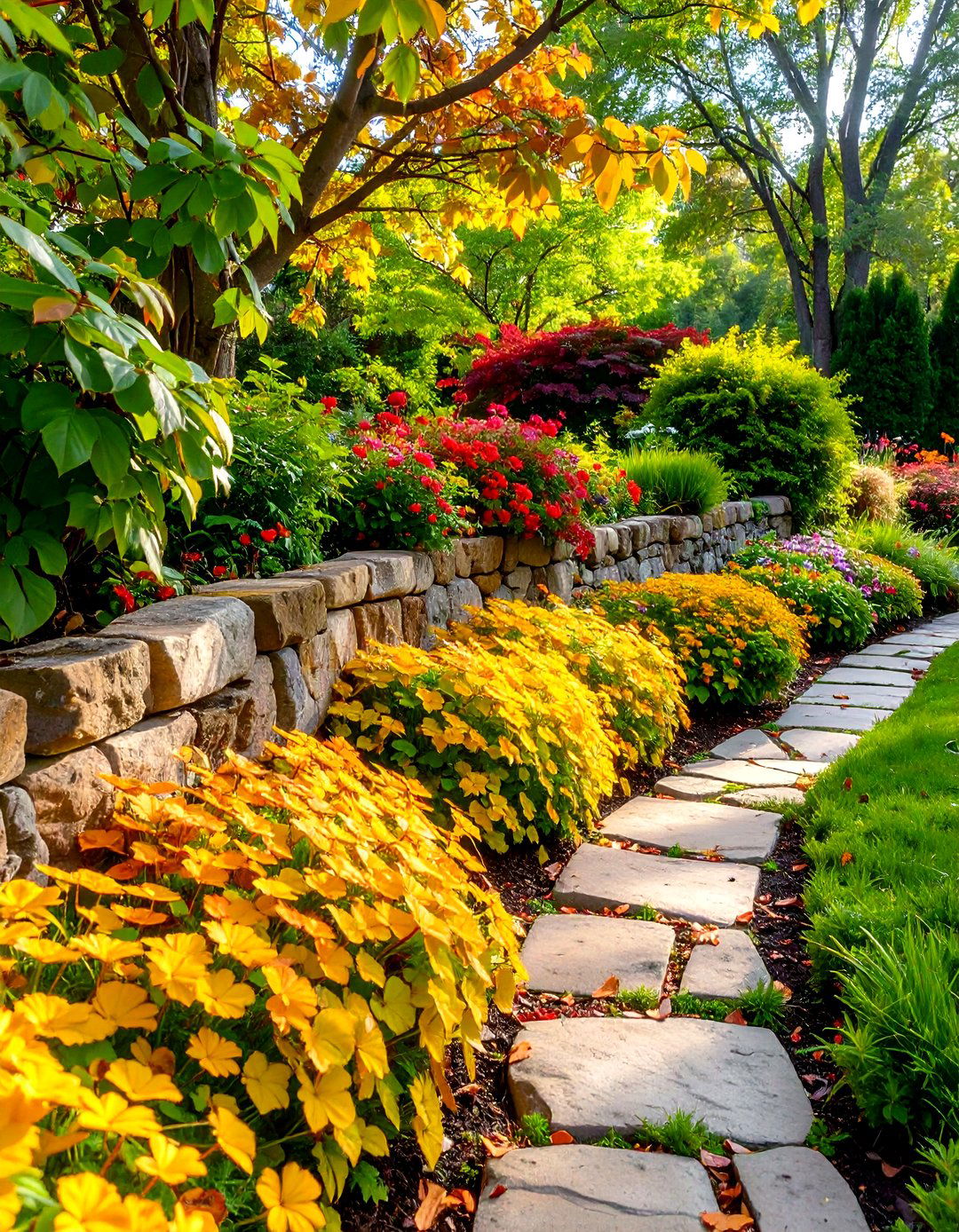 A Bugleweed Ajuga Carpet in a Perennial Shade Garden - 30 perennial shade garden ideas