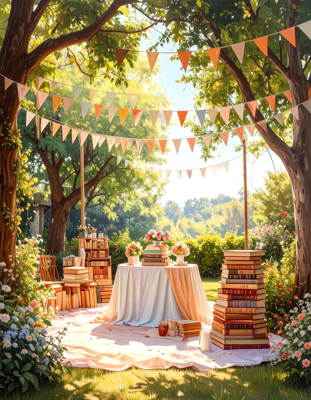 A Build a Library Book Themed Shower - 30 outdoor baby shower ideas