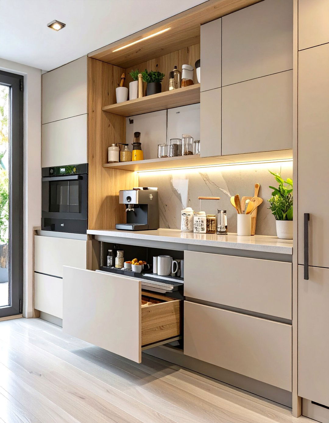 A Built In Appliance Garage Coffee Station - 30 coffee bar ideas for kitchen