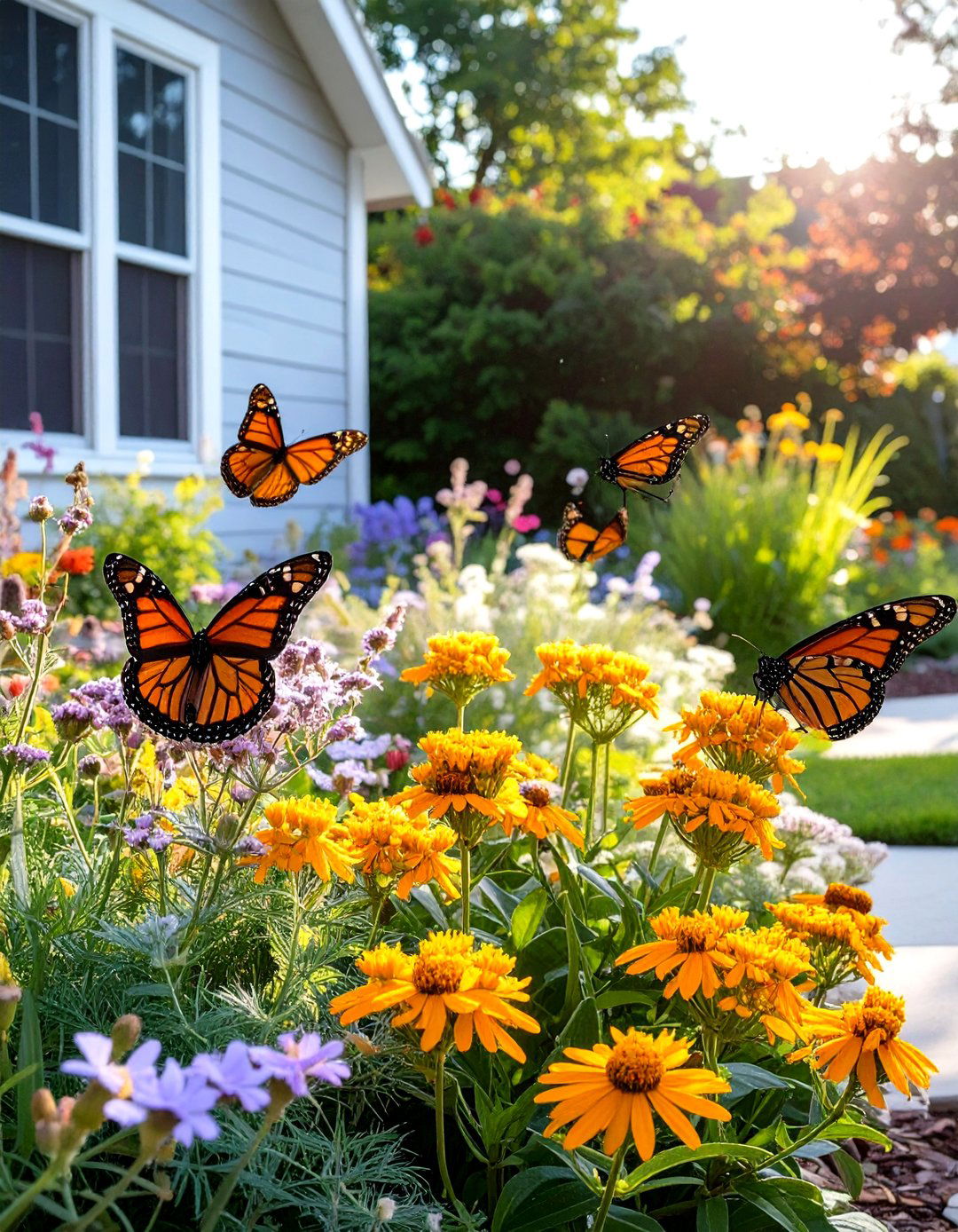 A Butterfly Garden with Host Plants - 30 front house full sun perennial garden designs