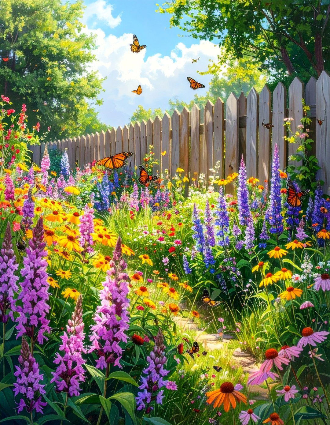 A Butterfly and Bee Friendly Garden - 30 along fence simple backyard landscaping ideas