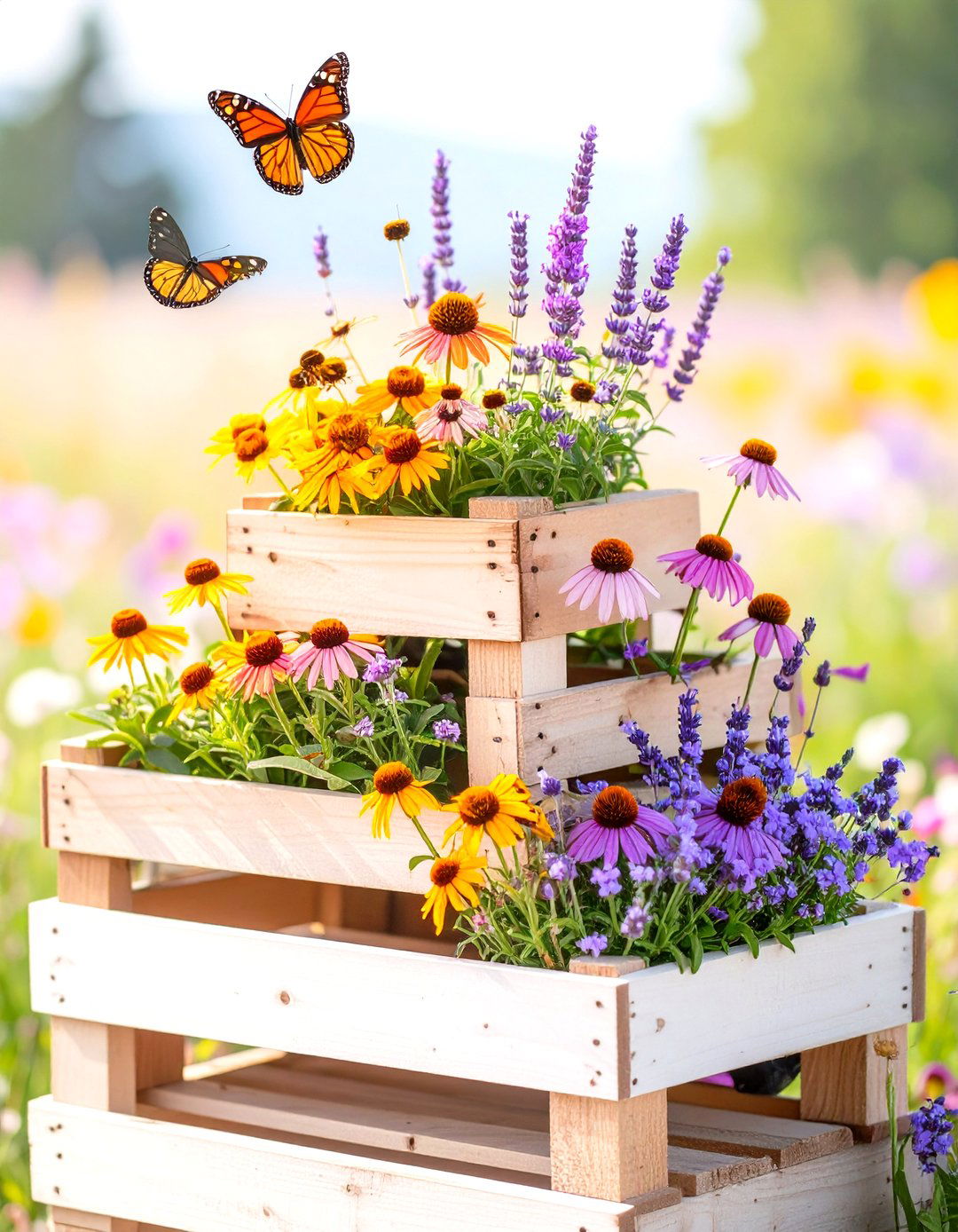 A Butterfly and Bee Friendly Pallet Garden - 30 homemade pallet garden designs
