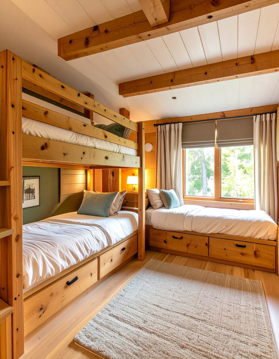 A Cabin with a Built In Bunk Room - 30 cabin interior design ideas