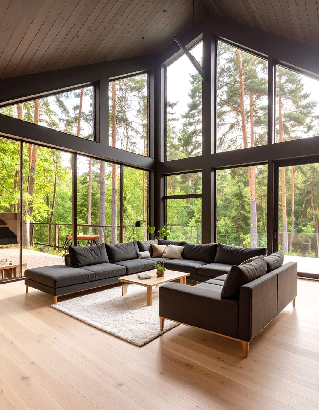 A Cabin with a Modern Black Exterior and Interior - 30 cabin interior design ideas